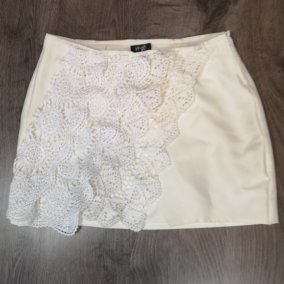 90S Neo-Vintage Vir-Go' Asymmetrical Crochet Miniskirt | TheStyleMinr - Picture 1 of 7